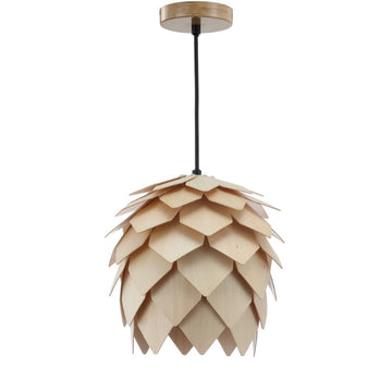 Simon 11.75" Pinecone Wood LED Pendant - JONATHAN Y